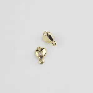 Gold alloy heart double hanging connector with crystal for DIY jewelry making accessories.