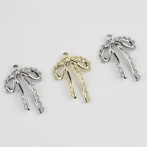 Alloy hollow lace bow pendant charms DIY jewelry making accessories for necklaces bracelets earrings