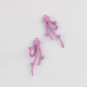 Ciondolo cuore fiocco verniciato in lega viola accessori gioielli fai da te per bracciale collana