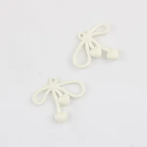 White alloy bow heart pendant DIY jewelry accessory, perfect for handmade necklaces and bracelets.