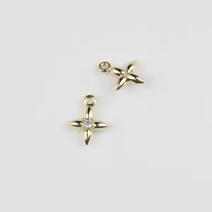 Pendentifs charms étoile à quatre branches en alliage zircone minimaliste pour accessoires DIY