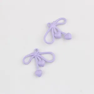 Light purple alloy painted bow heart charm DIY bracelet necklace earrings jewelry accessory