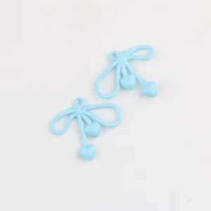 Light blue alloy bow heart pendant charms DIY jewelry accessories for earrings necklace.