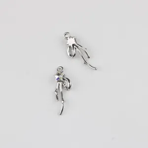 Ciondolo fiocco stella in zircone lega argentata per collana bracciale orecchini