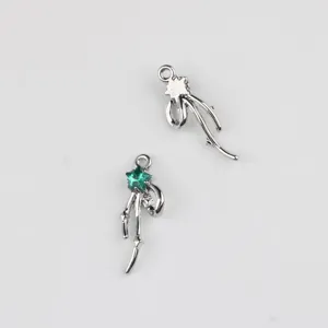 Ciondolo fiocco stella cristallo verde in lega argentata accessorio gioielli DIY