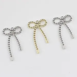 Minimalist alloy twisted rope bow pendant charm for DIY jewelry making accessories.