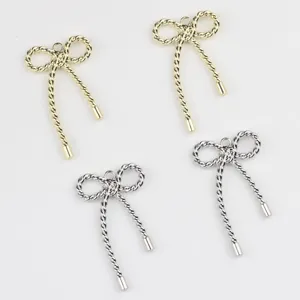 Alloy twisted rope bow pendant detail view, perfect for DIY necklaces and bracelets.