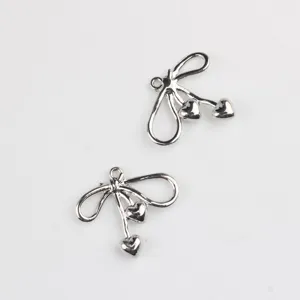Silver alloy bow heart charm pendant DIY jewelry making accessories findings for necklace bracelet.