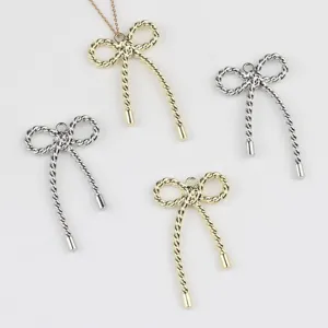 Alloy Rope Bow Pendant Charm Electroplated Bowknot Connector For DIY Jewelry Making Bracelet Necklace Earrings Accessories