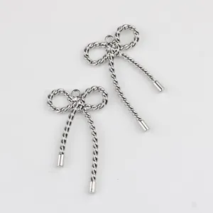 Simple alloy twisted rope bow pendant DIY jewelry accessory, perfect for custom necklaces.