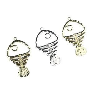 Alloy hollow fish bone pendant charms, DIY jewelry making accessories for necklaces, bracelets, earrings.