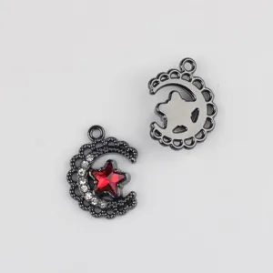 Alloy zircon moon star pendant charm DIY necklace bracelet jewelry accessories detail view