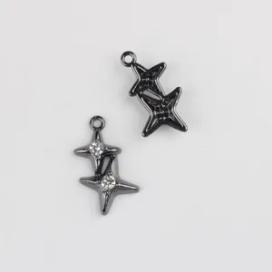 Pendentifs étoile double en métal foncé pour fabrication de bijoux DIY et accessoires.