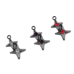 Pendentif double étoile en strass alliage accessoires de bijoux DIY pour collier bracelet.