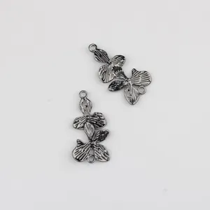 Legierung Blume Doppel-Öse Verbinder Anhänger für DIY Armband Halskette Schmuck Detailansicht.