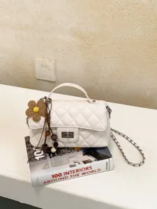 Damen Gesteppte Umhängetasche Kleine quadratische Handtasche Eleganter Kettenriemen PU Leder Schultertasche Klassische Kuriertasche Für Damen