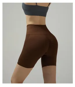 Hoge taille naadloze yoga shorts voor vrouwen, fitness sport billenlift korte broek.