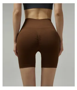 Naadloze yoga shorts met hoge taille voor dames, fitness biker shorts met push-up.