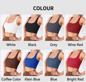 Soutien-gorge de sport côtelé sans coutures, haut court de fitness pour le yoga et le sport.
