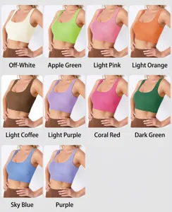Soutien-gorge de sport côtelé pour femme col U fitness crop top yoga gym en 10 couleurs