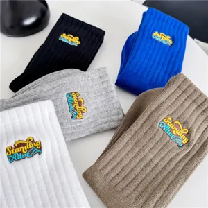 Cityboy Skateboard Chaussettes Mi-Hautes Broderie Montagne de Neige Coton Chaussettes de Sport Unisexe Casual Mode