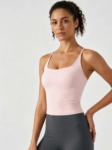 Women's padded sports bra cross back fitness yoga crop top breathable athletic underwear gym.