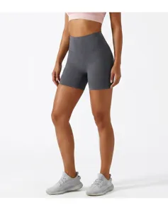 High waist seamless fitness yoga shorts for women, comfortable activewear tight gym pants.