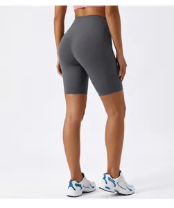 High-waist seamless yoga shorts for women, tummy control gym fitness activewear biker pants.