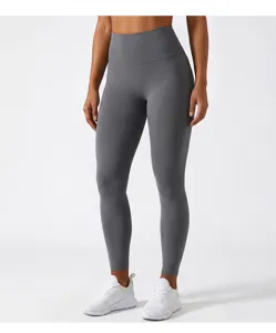 High waist tummy control yoga pants grey seamless peach lift fitness gym leggings for women