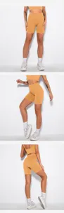 Nahtloses geripptes Fitness Yoga Set für Damen, hohe Taille Po-hebe Sport Radlerhosen Activewear.