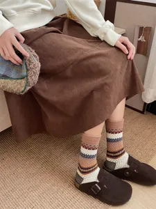 Vintage Fair Isle middelhoge sokken voor dames, gezellige retro etnische gebreide sokken.