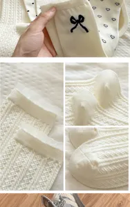 Japanische weiße Spitzen Rüschen Damensocken mit süßer Schleife und Ballett Core Stil