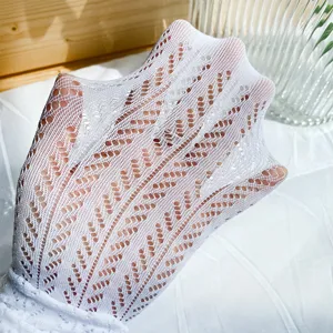 White Lolita pantyhose sweet hollow-out mesh tights Japanese style cute lace stockings for women