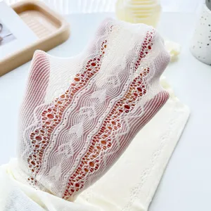 White lace pantyhose featuring a delicate hollow heart pattern, perfect for Lolita and JK style outfits.