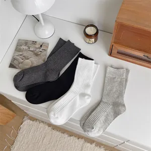 Chaussettes de mollet côtelées pour femmes ensemble unies longues chaussettes de tube