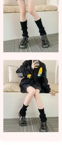 Chauffe-jambes en laine noire style japonais chaussettes mignonnes automne hiver mode.