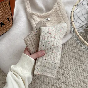 Cozy fleece-lined thick wool crew socks with colorful speckles for women autumn winter daily wear