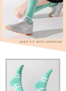 Dames sport kuitkousen met strepen, ademende fitness en hardloop compressiesokken.