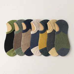 Herren Sommer farbblockierte freizeitsocken, vintage melierte unsichtbare bootssocken.