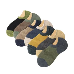 Herren Sommer Colorblock Sneakersocken Vintage retro versteckte rutschfeste Freizeit Socken