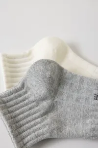 Breathable mid-calf cotton socks detail shot, casual solid color ribbed knit daily wear soft.