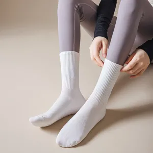 Calzini da yoga a coste bianchi da donna fitness pilates antiscivolo in cotone morbido
