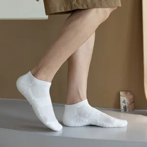 Men white athletic low cut socks breathable mesh sports running socks ankle length comfortable