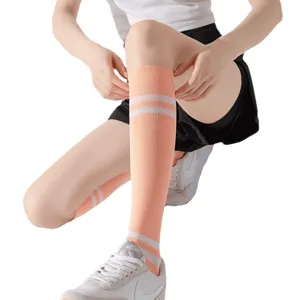 Nylon Gestreept Compressie Kuitkousen Dames Dubbele Streep Spierprestatie Druk Sokken Hardlopen Marathon Fitness Sport Ademende Kniestokken