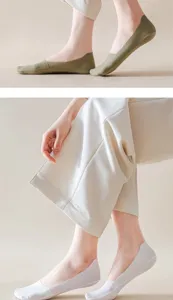 Atmungsaktive Eisseide Bootsocken ultratiefe unsichtbare Socken mit Silikonverschluss.