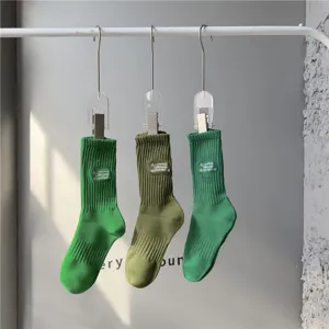 Vintage camping embroidered mid-tube cotton socks, retro outdoor style crew socks for men women.