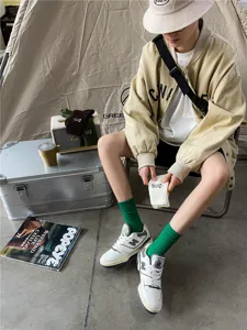 Retro camping embroidery cotton mid-tube socks for women, vintage tooling style comfy socks.