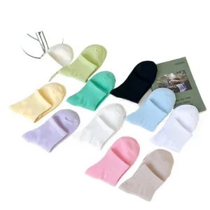 Süße Bonbonfarben Damen Kurzsocken lässige Baumwollsocken tägliche einfarbige Strumpfwaren Set