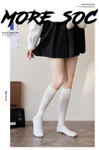Chaussettes blanches mollets femmes, style japonais JK chaussettes genou, coton doux étudiant.