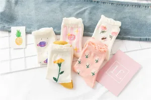Japanische Vintage Damen Rüschen Waden Socken süße Planet Blumen Baumwolle Freizeitsocken